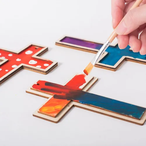 Miniatura 2 de Cregugua Paquete de 12 cruces de madera contrachapada de álamo sin terminar para manualidades