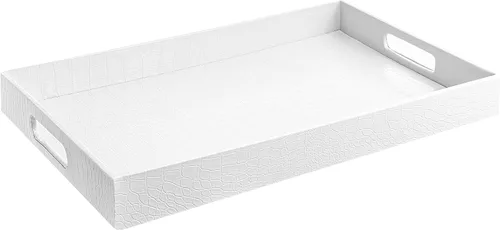 Miniatura 36 de Home Redefined - Moderna y elegante bandeja rectangular de 17.5 x 12 pulgadas, estilo shagreen, color azul bebé claro, con aspecto de cuero falso