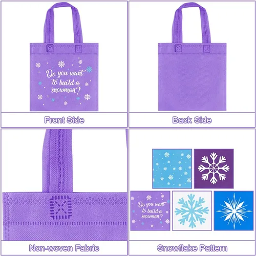 Miniatura 2 de 20 unidades de regalos de fiesta de copo de nieve, bolsas de dulces no tejidas de invierno congelados, regalos temáticos para niños, copo de nieve