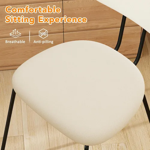 Miniatura 5 de LSSPAID Juego de 2 sillas de comedor tapizadas de tela de lino con respaldo de madera doblada de nogal, sillas de cocina modernas de mediados