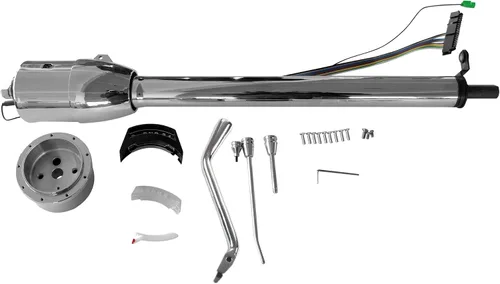 Miniatura 23 de Columna de dirección manual de 81 cm con inclinación, acabado de acero inoxidable pulido, con adaptador de rueda de 9 orificios, sin llave Columna