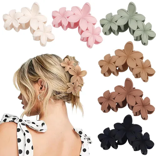 Miniatura 12 de AHONEY 6 pinzas de garra con flores, pinzas para el cabello lindas para mujeres, pinzas de sujeción fuerte, pinzas de garra para el cabello