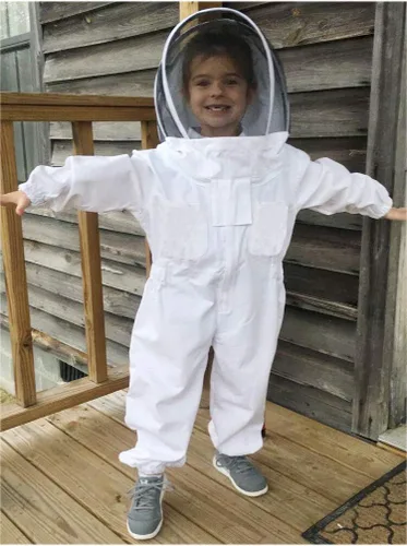 Miniatura 3 de Luwint Trajes de apicultura para niños, traje de apicultor de protección completa con guantes y capucha de velo autoportante (3'11''-4'2'' de altura)