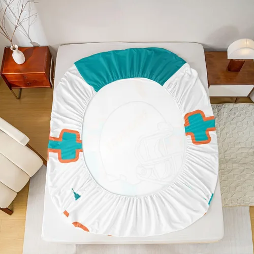 Miniatura 6 de Erosebridal Juego de cama matrimonial personalizado para niños, amantes del fútbol americano, sábana bajera ajustable con 2 fundas de almohada Miami