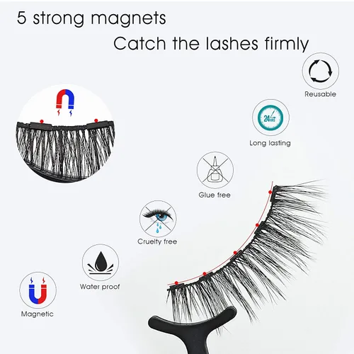 Miniatura 3 de Alcastar - Pestañas magnéticas con kit de delineador de ojos, pestañas magnéticas de aspecto natural, de larga duración, fáciles de aplicar, sin