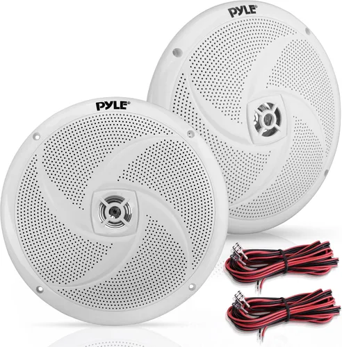 Pyle Altavoces para vehículos marinos de 8 pulgadas de EE. UU. Dual de 2 vías, 320 W, 4 ohmios, perfil bajo, impermeable, sistema de altavoces de