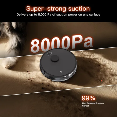 Miniatura 3 de Combo de aspiradora y trapeador robot, succión de hasta 8000 Pa, robot aspirador autovaciado, limpieza manos libres de 70 días, navegación LiDAR