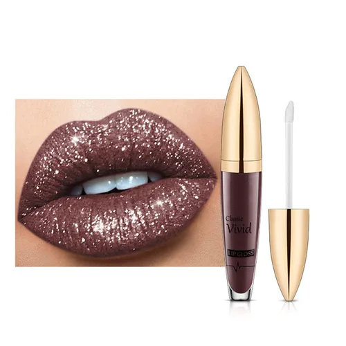 Miniatura 12 de Lápiz labial líquido brillante de diamantes para Halloween, brillo labial líquido con purpurina gótica, de alto pigmento brillante, resistente al #03