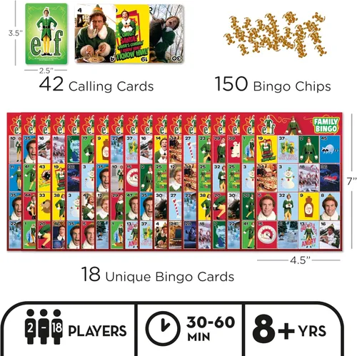 Miniatura 2 de AQUARIUS Juego de bingo familiar de elfos, divertido juego de fiesta familiar para niños, adolescentes y adultos, regalo entretenido de noche