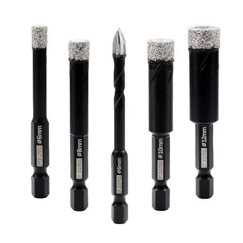 Miniatura 12 de DT-DIATOOL Brocas de diamante de 1/4 pulgadas con punta de diamante de carburo para azulejos, porcelana, cerámica, mármol, granito (paquete de 5)