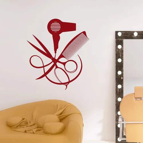 Miniatura 4 de Vinilo Pegatinas de pared de estilo peluquero para decoración de salón de belleza (4107ig)