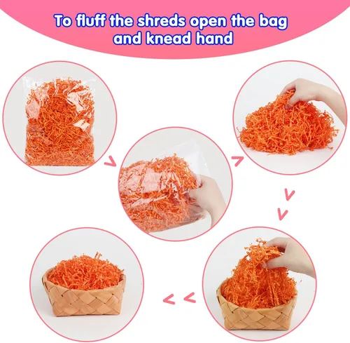Miniatura 2 de LOMIMOS Papel de rafia de Halloween de 15.87 oz/1 libra, triturado negro y naranja con confeti de calabaza para envolver regalos, manualidades