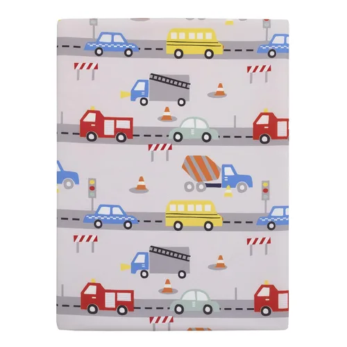 Miniatura 5 de Everything Kids Hoja de almohadilla para siesta preescolar roja, amarilla y azul para construcción, autobús, camión y automóvil