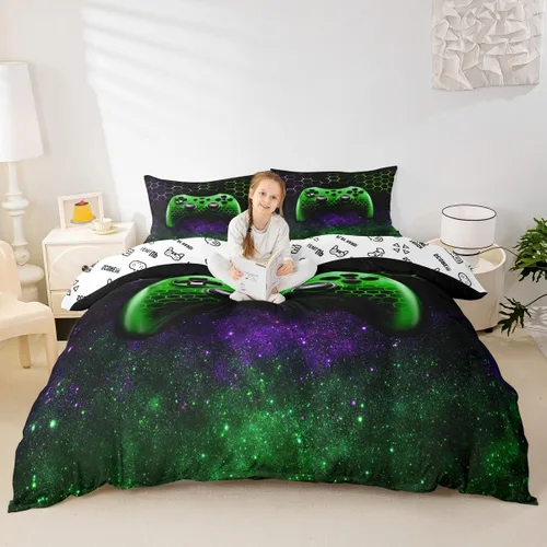 Miniatura 15 de Homewish Juego de ropa de cama de elefante, tamaño Queen, funda de edredón a rayas azules para niños y niñas, juego de funda de edredón de animales
