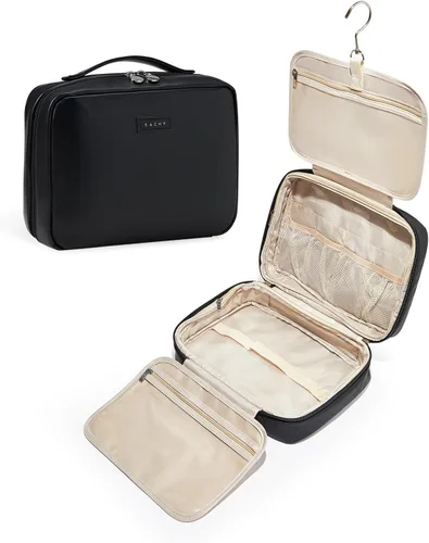 Miniatura 13 de EACHY Bolsa de Aseo Colgante de Viaje, Organizador de Maquillaje de Cuero PU con 4 Compartimentos Impermeable Tamaño Completo Artículos Esenciales