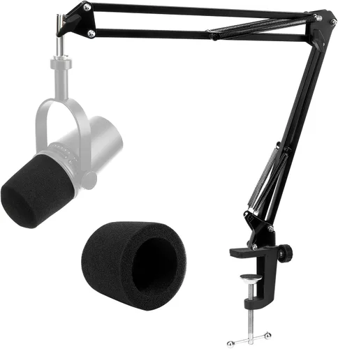 Miniatura 14 de Brazo de brazo de micrófono resistente para Rode Podmic, soporte de micrófono profesional con adaptador de 3/8 a 5/8 pulgadas para Shure SM7B, Blue
