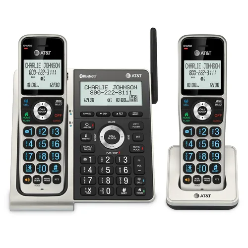 Miniatura 17 de AT&T CL83507 DECT 6.0 - Teléfono inalámbrico de 5 auriculares para el hogar con base de teclado dual, contestadora, bloqueo de llamadas, Base