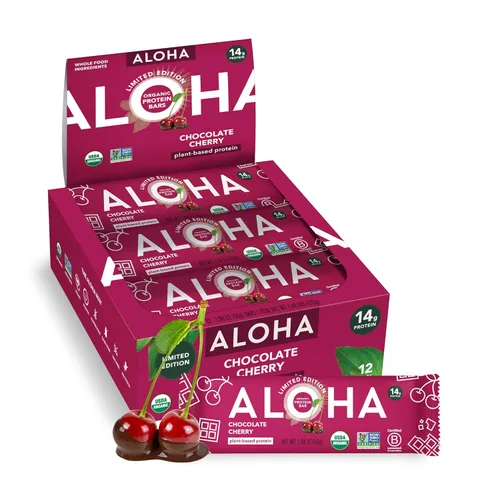 Miniatura 13 de ALOHA Barras de proteínas orgánicas a base de plantas, almendras y chocolate de coco, 12 unidades, barras de 1.98 onzas, veganas, bajas en azúcar