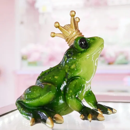 Miniatura 2 de Rana Príncipe Corona Prime Adorno de Dormitorio Coleccionable Estatua Figurita Linda Decoraciones para Escritorio de Oficina en Casa Estanterías