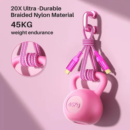 Miniatura 7 de Cable para Monitor USB C ZeroneTeck [0.91 m, Rosa], Transferencia de Datos de Alta Velocidad de 20 Gbps, Salida de Video de Pantalla 4K@60Hz, Carga