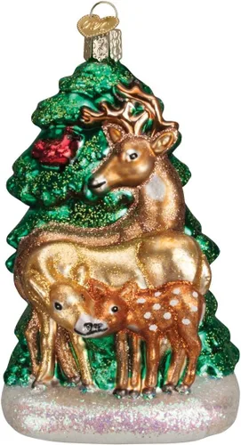 Miniatura 8 de Old World Christmas Adorno de cristal soplado de mapache para árbol de Navidad, decoración navideña artesanal, colección de animales de vida