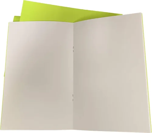 Miniatura 5 de Paquete de 50 folletos en blanco con cubierta verde lima brillante, 32 páginas sin rayas, sin rayas, con papel blanco de 24 libras de 8.5 x 5.5
