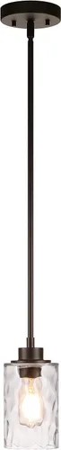 Miniatura 6 de XiNBEi Lighting Iluminación colgante 1 luz Mini lámpara colgante con vidrio, moderna lámpara de techo colgante de cocina ajustable acabado bronce