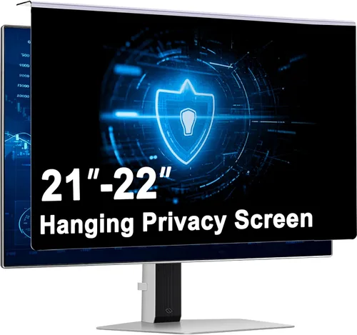 Pantalla de privacidad colgante de 22 pulgadas para monitor, se adapta a pantallas 16:9 sin marco de 21 a 22 pulgadas, antiespía ±28°, luz azul y