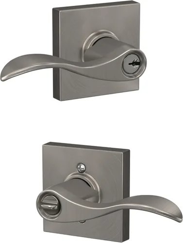 Miniatura 92 de SCHLAGE - Manija de puerta Accent con cerradura de paso libre para pasillo y armario en bronce antiguo - F10 ACC 716 Bronce Envejecido