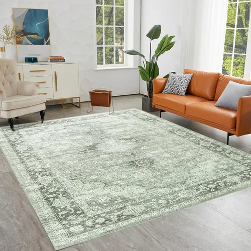 Miniatura 286 de Syalife 4x6 Alfombra Lavable para Área, Ultra Suave Antideslizante, Pila Baja, Alfombra Vintage Resistente a Manchas para Sala de Estar, Alfombra