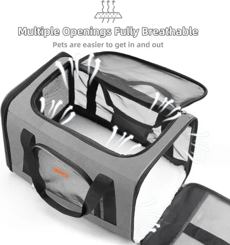 Miniatura 4 de ROYPET Transportador para gatos, bolsa portátil para mascotas para gatos y perros pequeños, bolsa plegable de malla suave y a prueba de arañazos Gris