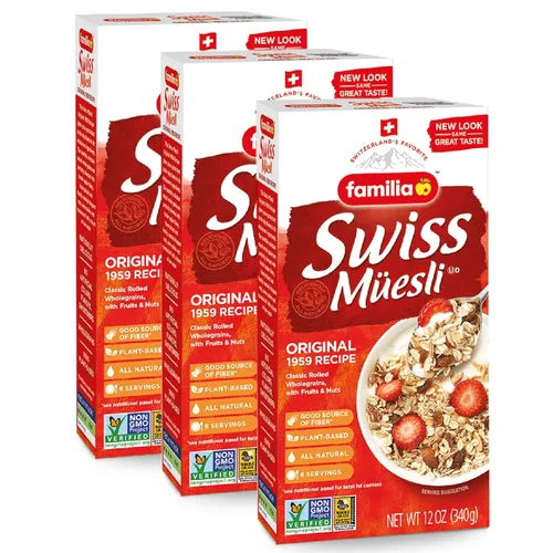 Miniatura 8 de Familia Cereal suizo Muesli, receta original con frutas y nueces, disfruta de avena caliente, fría o durante la noche, 12 onzas (paquete de 1)