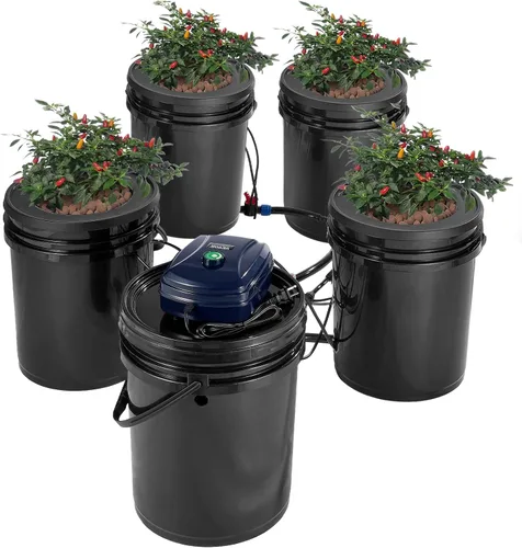 Miniatura 13 de VEVOR Sistema Hidropónico DWC, 5 Galones 4 Cubetas, Cubo de Cultivo de Agua Profunda, Kit de Cultivo Hidropónico con Bomba, Piedra de Aire