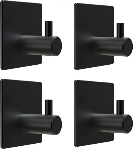 Miniatura 13 de Ganchos autoadhesivos para toallas de baño de níquel cepillado para montar en la puerta de baño, tiras fuertes de acero inoxidable SUS304