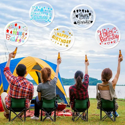Miniatura 5 de Kasyat Juego de 36 calcomanías de cumpleaños, 12 calcomanías de cumpleaños, 24 globos Bobo transparentes de burbujas para bricolaje, suministros