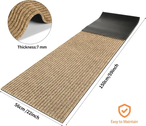Miniatura 3 de Nuanchu A Roll - Tapete grande semiacabado a rayas, impermeable, con forro de goma, para interiores y exteriores, para clima húmedo, rascador