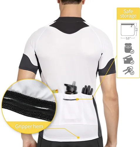 Miniatura 20 de BERGRISAR Camisetas básicas de ciclismo para hombre, manga corta, bolsillos con cremallera