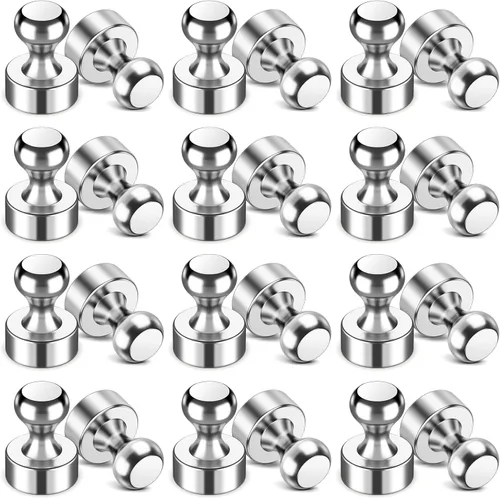 Miniatura 14 de 24 imanes de nevera, imanes para refrigerador, pequeños imanes fuertes, imanes de pizarra blanca para refrigerador, pasadores magnéticos para Negro
