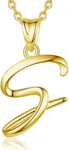 Miniatura 220 de EUDORA Collares de plata esterlina con inicial para mujer, regalos clásicos de 26 letras sin cuello para niñas, hermana, madre hija, cadena de 18