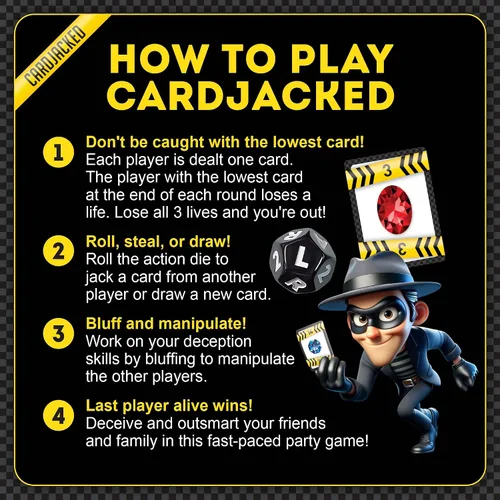 Miniatura 5 de CARDJACKED - Divertido juego de cartas para familias Juegos de cartas de fiesta para adultos 8-12 minutos de tiempo de juego Juego de cartas