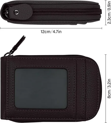 Miniatura 13 de RFID mini organizador de tarjetas de crédito, cuero auténtico, billetera compacta con visor de identificación, S, Negro