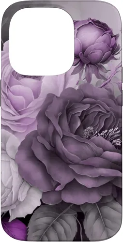 Miniatura 17 de Purple Watercolor Rose Flower Bouquet on Gray Case for iPhone 17