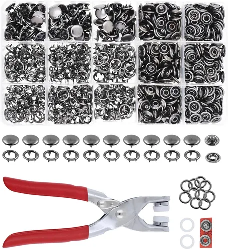 Miniatura 16 de Kit de botón de presión de metal Mandala Crafts - Botones a presión y herramienta de cierre a presión - Cierres coloridos de 9.5mm para coser, ropa