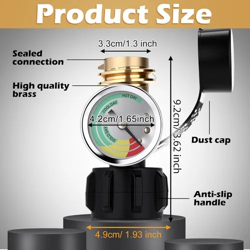 Miniatura 2 de Tandefio Indicador de nivel de tanque de propano, detector de fugas, medidor de presión de gas, tanque de propano universal QCC1 con cubierta