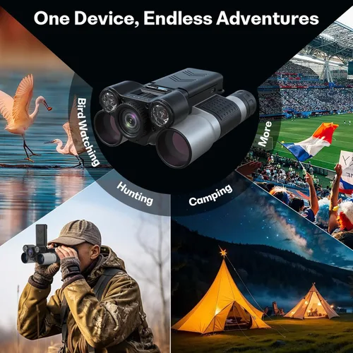Miniatura 5 de Binoculars with Camera and Night Vision - 12x42 Digital Binoculars with 2.4" IPS Screen, 7 IR Modes for 200-300m in Darkness, for Adults Bird