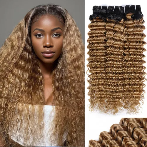 Miniatura 13 de Manojos de cabello humano ondulado profundo de 12, 14, 16 pulgadas, paquetes de ondas de agua, 100% sin procesar, 10A, cabello humano virgen