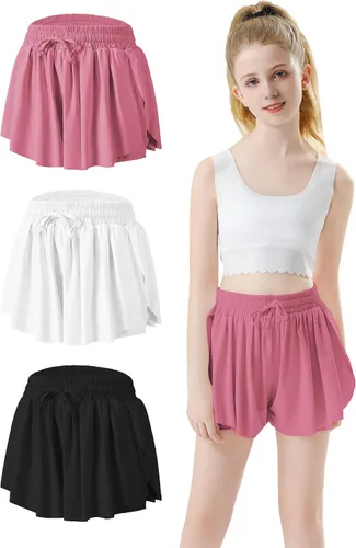 Pantalones cortos fluidos con diseño de mariposa para niñas, pantalones cortos deportivos para niñas, pantalones cortos de mariposa para niños