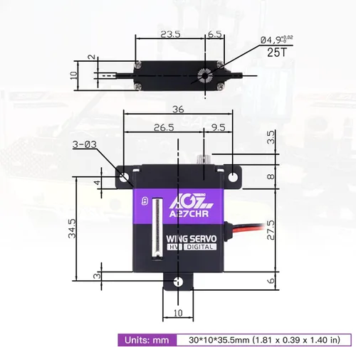 Miniatura 4 de AGFRC Servo micro de alto par de torsión de 22.5 lbs - Servo servomotor digital CNC delgado sin núcleo de engranaje digital para planeador de avión