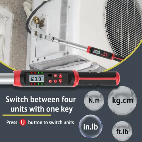 Miniatura 4 de VANPO Llave dinamométrica Hvac 7.4-147.6 pies-libras/10-200 N.m, boca de 14×18 mm de apertura, mordaza ajustable de 38 mm, precisión ±2%
