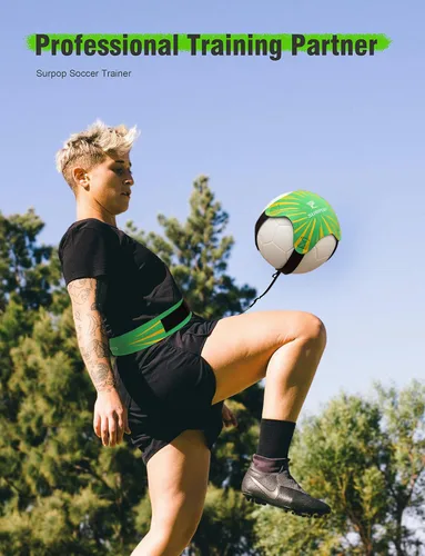 Miniatura 3 de Entrenador de fútbol/voleibol/rugby, patada y lanzamiento de fútbol, ayuda de entrenamiento para práctica en solitario, control de habilidades, Verde